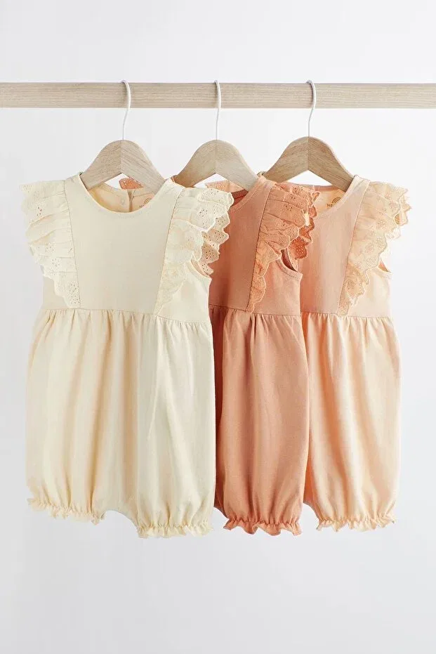 Детский комбинезон для девочек хлопковый комплект из 3 штук Next Baby, Pink