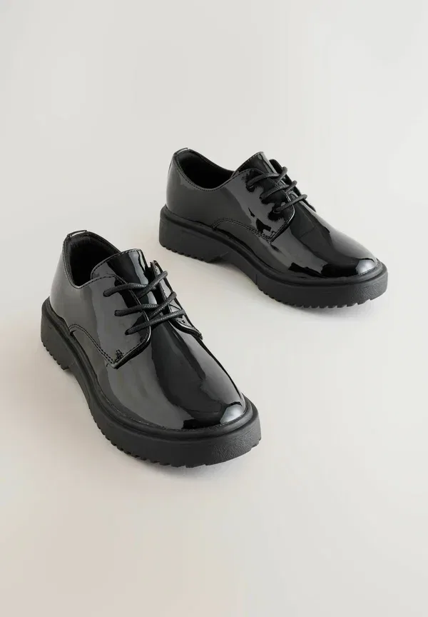Туфли на шнуровке School lace up chunky shoes Next Patent, черный — фото 2