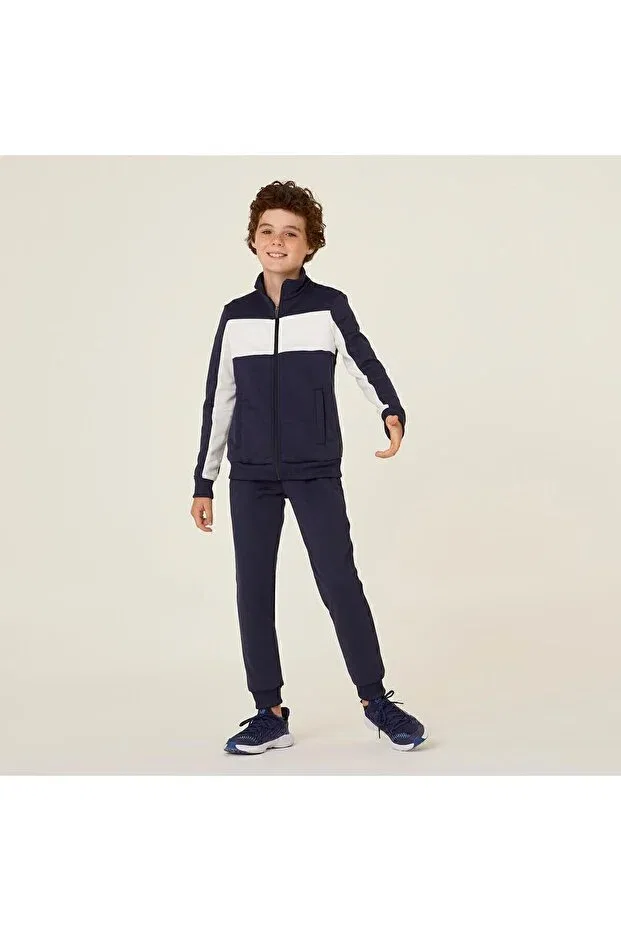 Детский спортивный комплект для девочек с принтом Sportswear Decathlon, Dark Navy Blue / Off-White