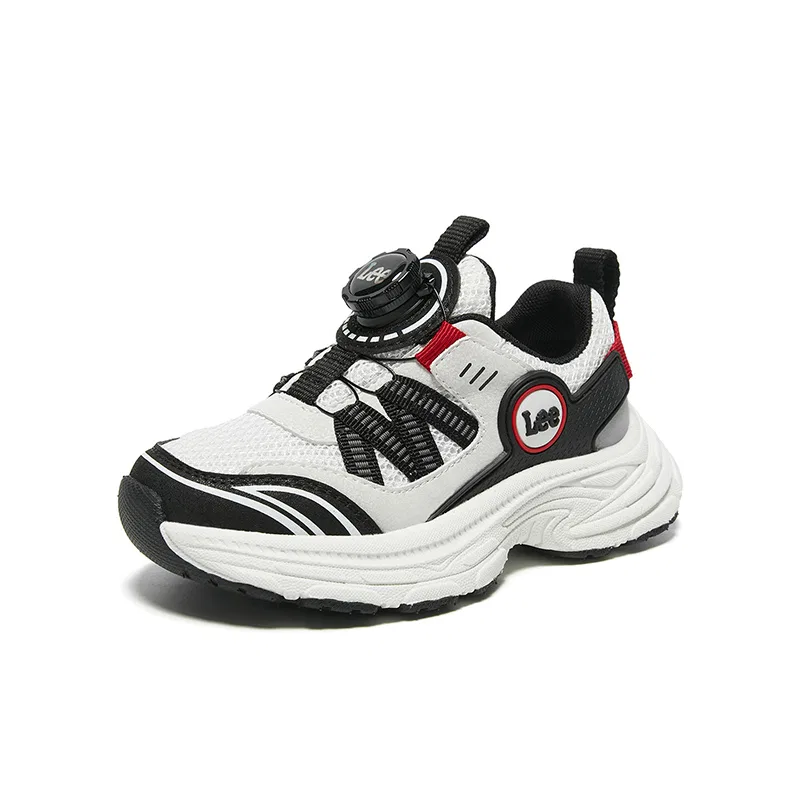Детские беговые кроссовки с сетчатым верхом Lee, White Black — фото 4