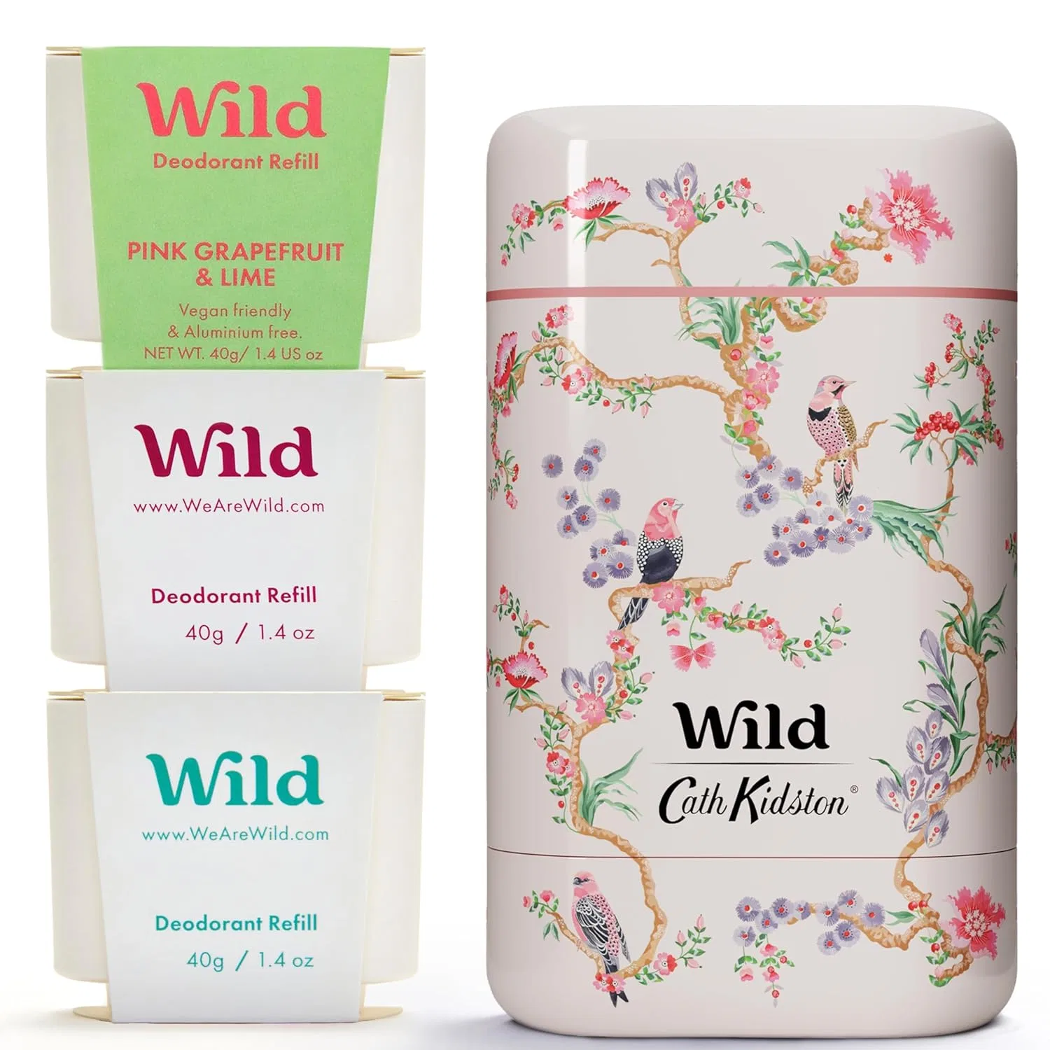 Набор стартовый дезодорант, Wild, 3 шт. по 40 г, Pink Grapefruit & Lime, Coconut & Vanilla, Fresh Cotton & Sea Salt