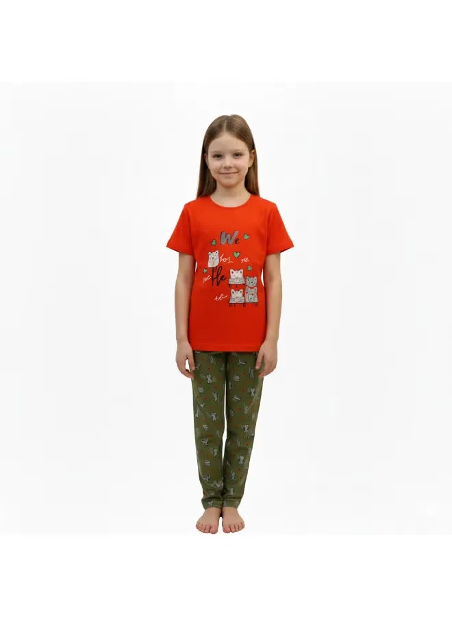 Пижамный комплект с принтом We Are Happy Print Joanna, красный