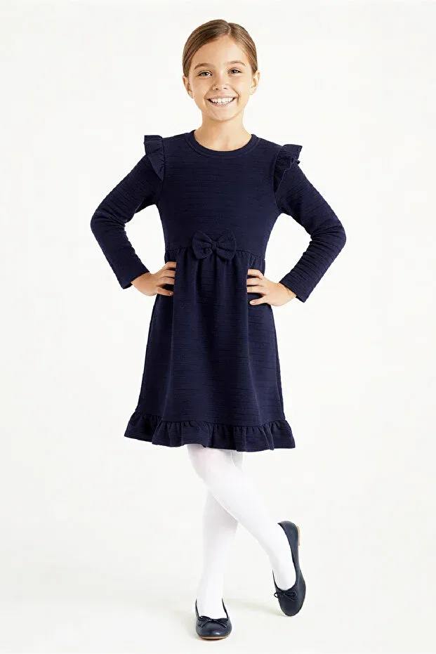 Детское платье для девочек с длинным рукавом Modanino, Dark Navy Blue