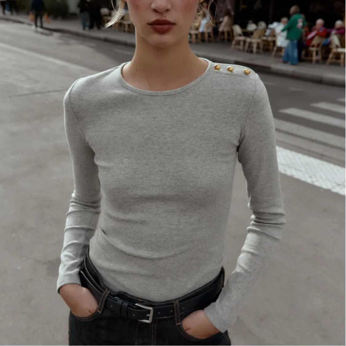 Женская футболка с принтом зебры Модель ZARA, Zebra Print Gray — фото 4