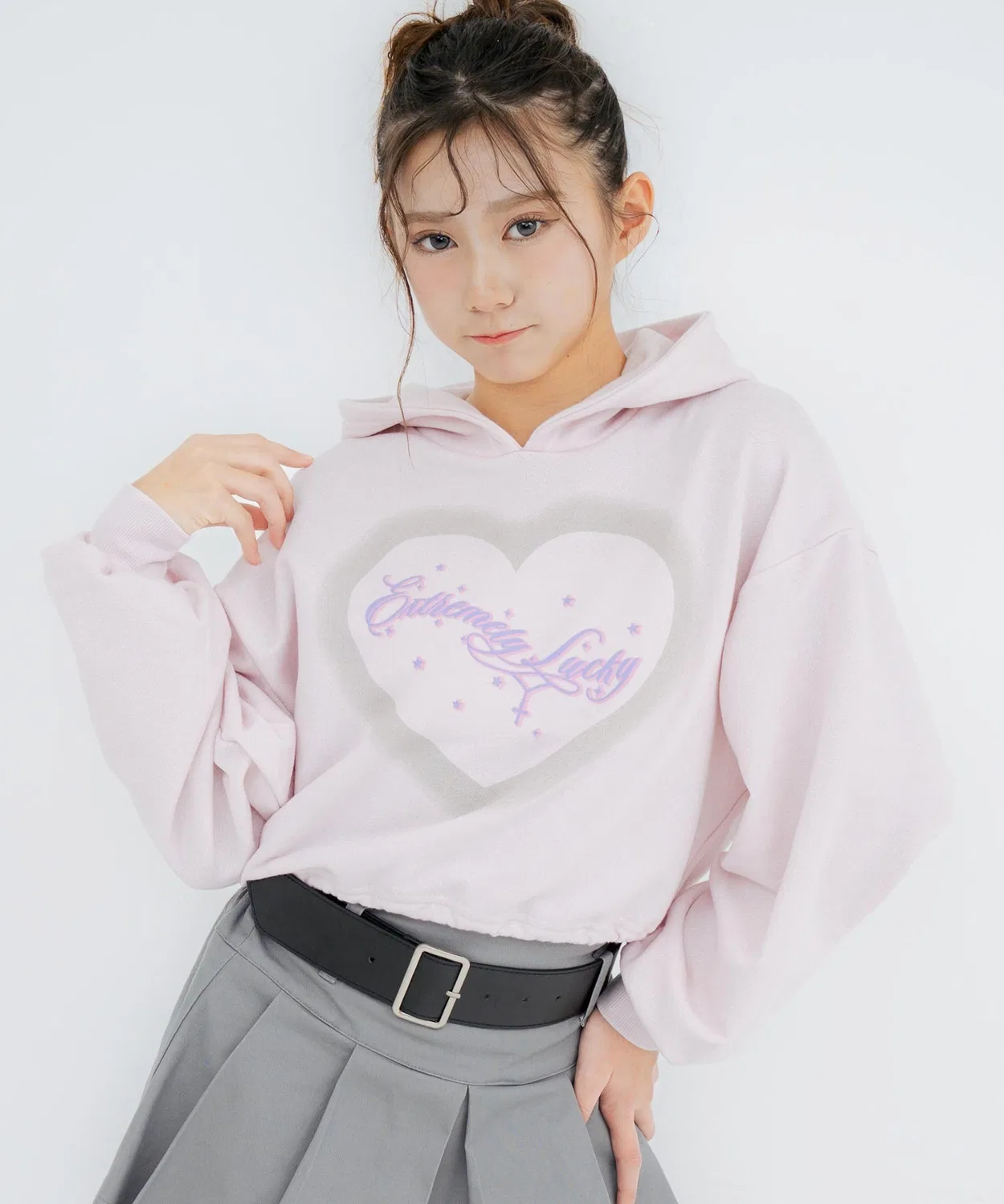 Детский свитшот-худи с принтом, модель Over Cropped Lame ANAP GiRL, Light Pink