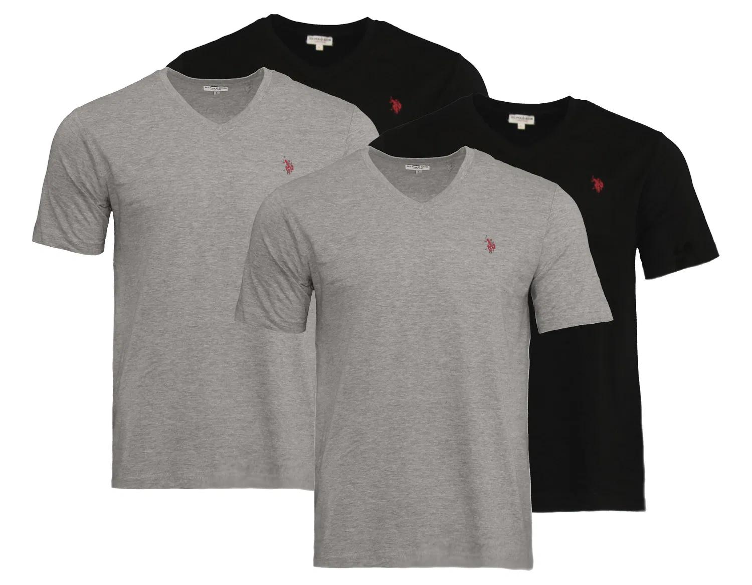 Мужская футболка с V-образным вырезом 4er Pack U.S. Polo Assn., Black/Grey