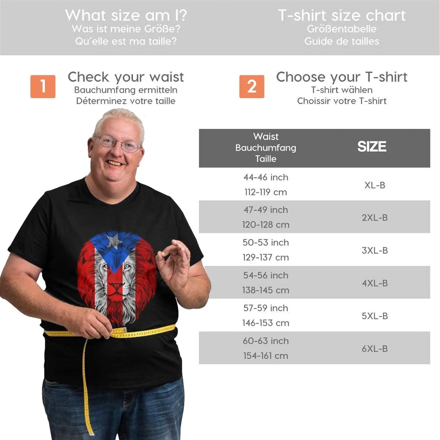 Мужская футболка с принтом Regular Fit, Cotton, Puerto Rico Flag Lion — фото 2