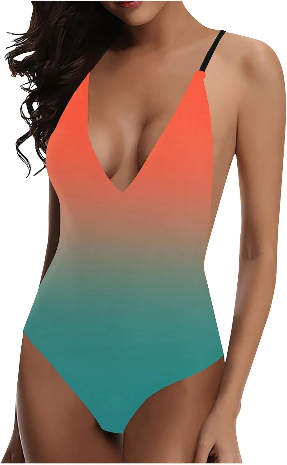 Женский цельный купальник с эффектом утяжки Open Back Plus Size, Green