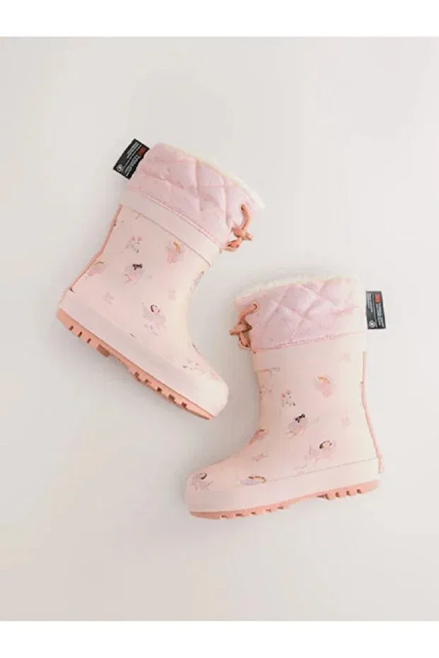 Детские сапоги для девочек водонепроницаемые Fairy Pink Character Thinsulate Lined Cuffed Rain Boots Next Baby, Pink — фото 2