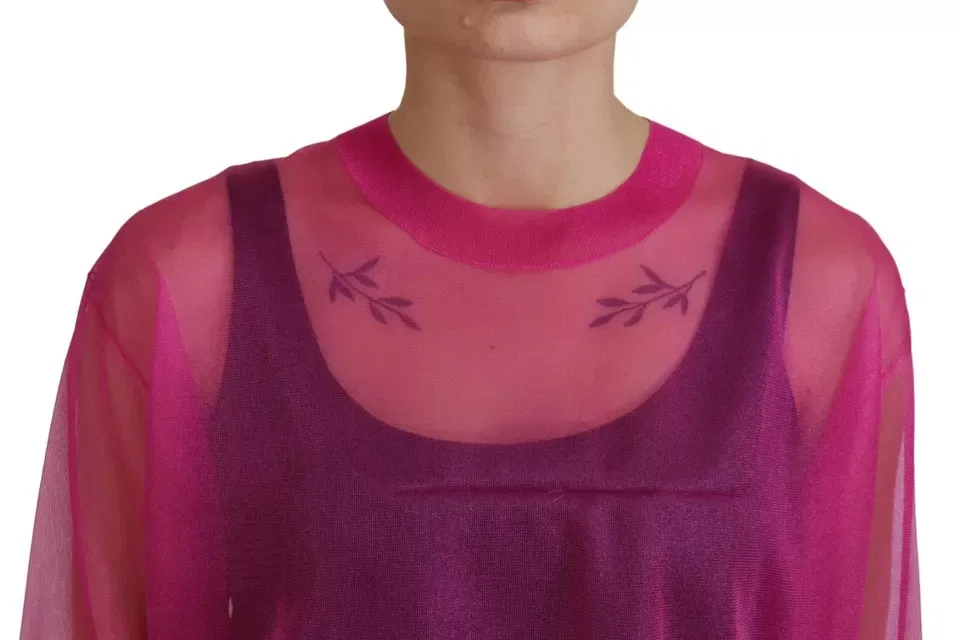 Женский пуловер с круглым вырезом Fuchsia Polyester Crewneck Pullover Sweater Dolce & Gabbana, Pink