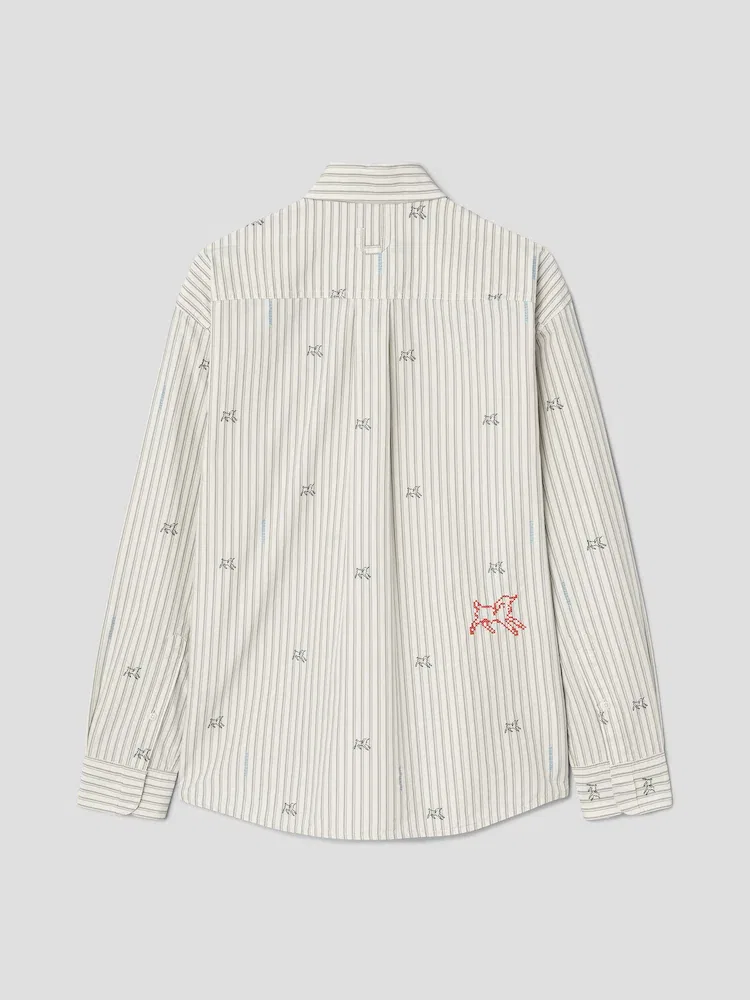 Рубашка с жаккардовым узором La Chemise Simon Ml JACQUEMUS, Silver — фото 2
