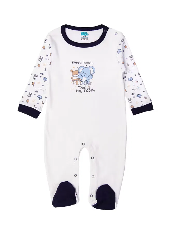 Боди-комбинезон с длинным рукавом с принтом Babies Basic, белый с синим — фото 3