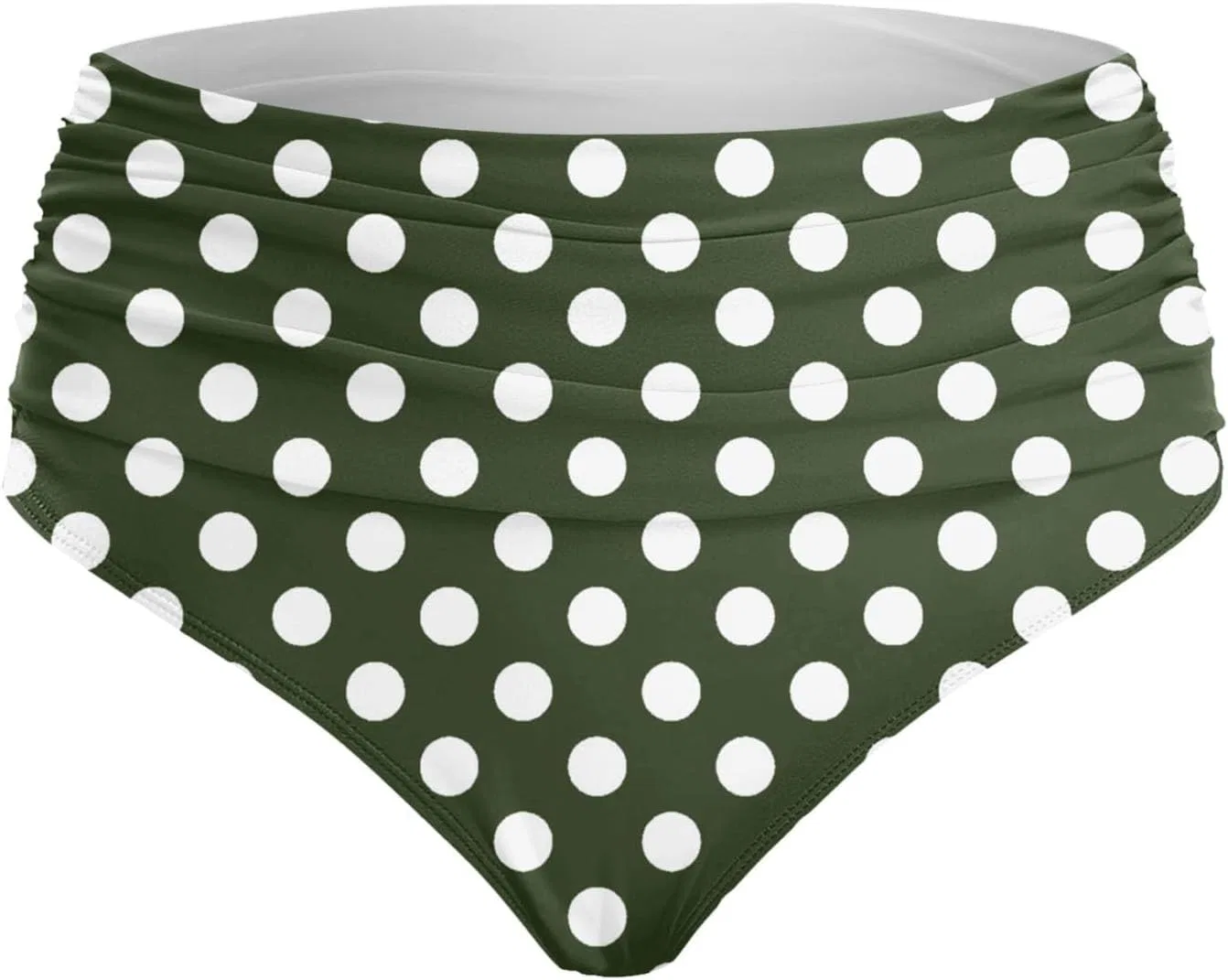 Женские бикини-шорты с завышенной талией и драпировкой Generic, Dark Green — фото 4