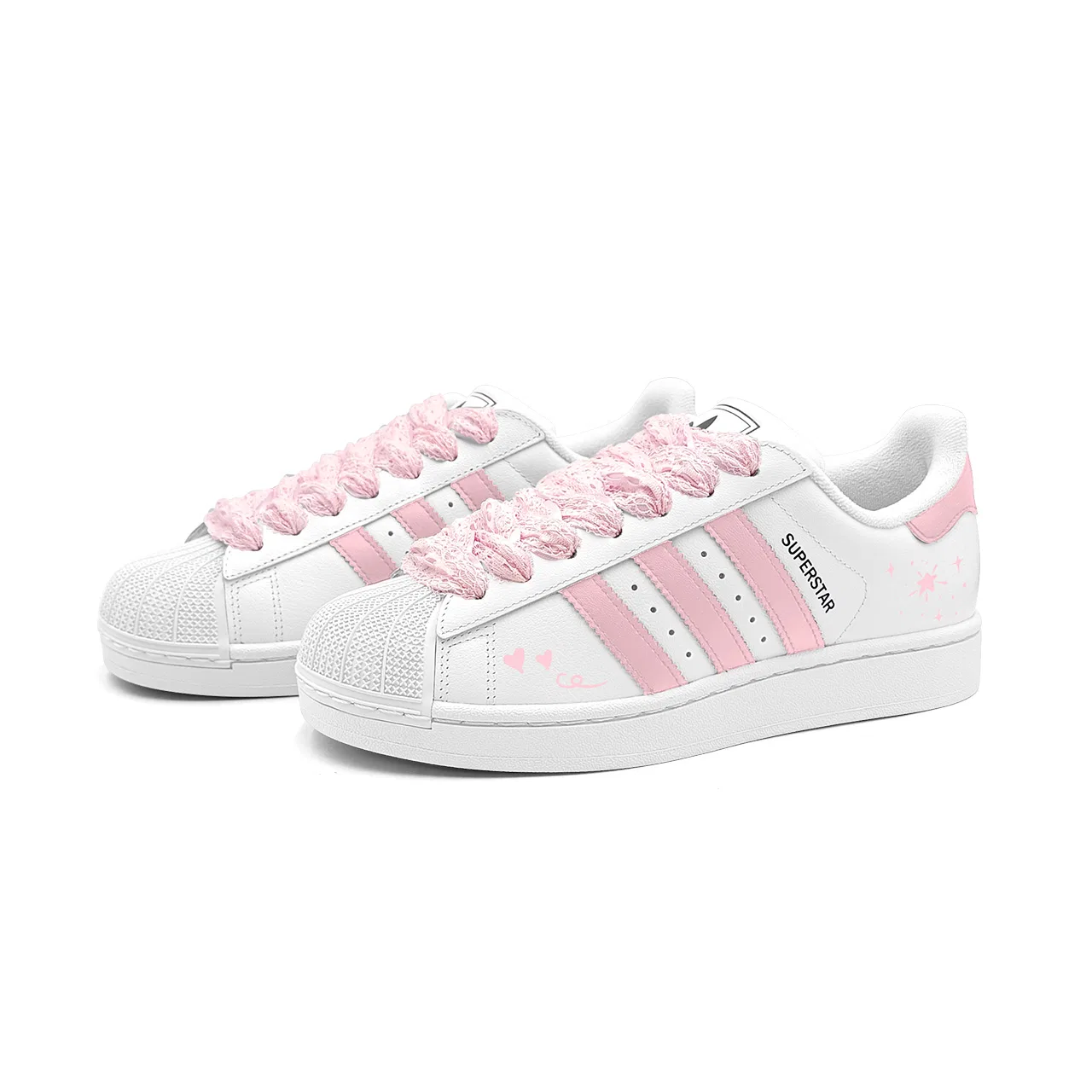 Детские кроссовки для скейтбординга с низким профилем Superstar 2 Adidas Originals, White Pink — фото 4
