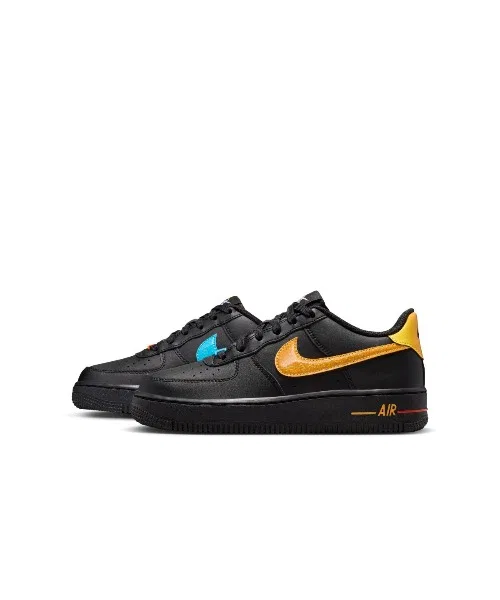 Детские кожаные кроссовки с низким профилем NIKE Air Force 1, Black — фото 2