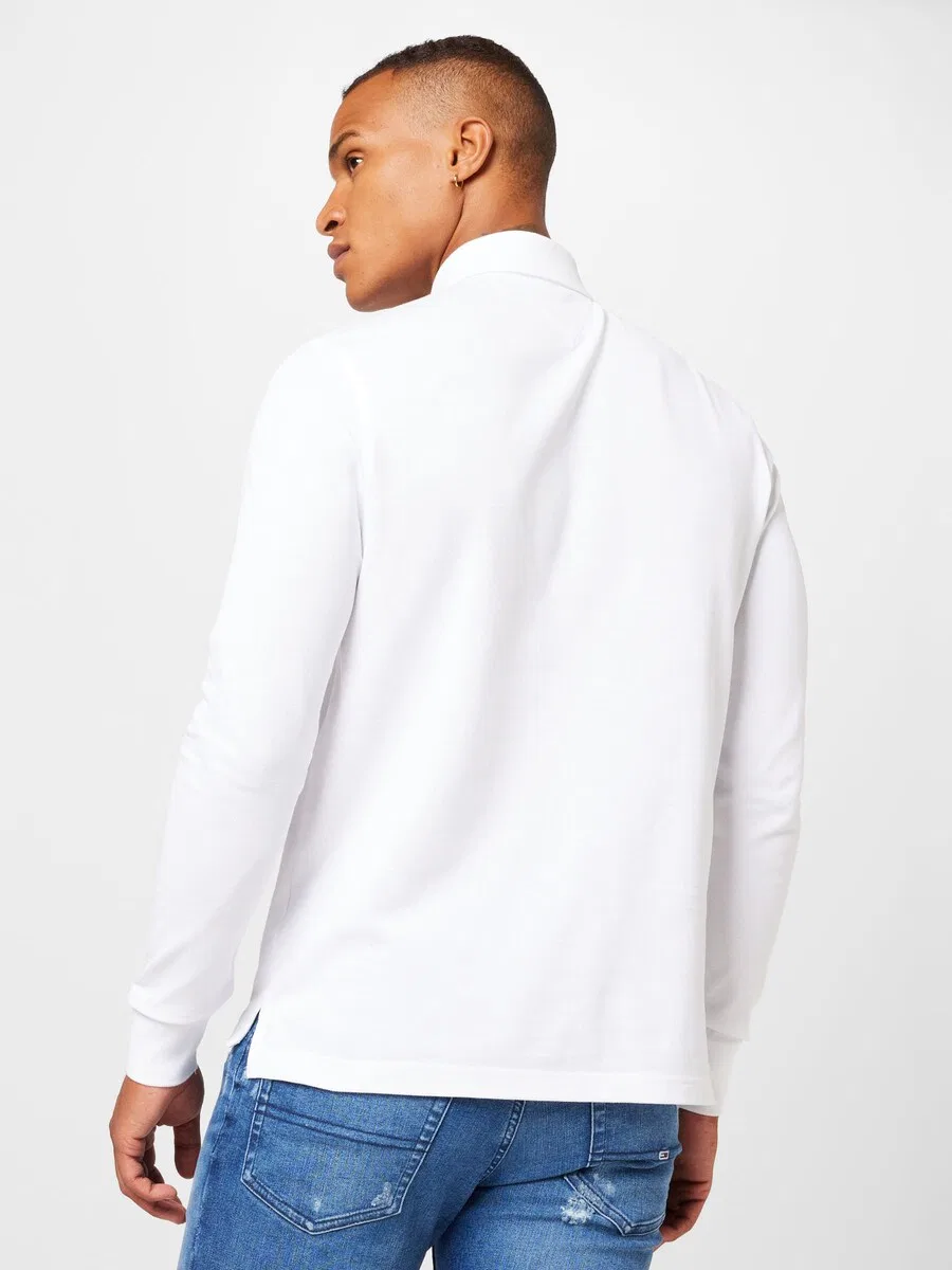 Рубашка TOMMY HILFIGER '1985 SLIM LS POLO' белого цвета — фото 4