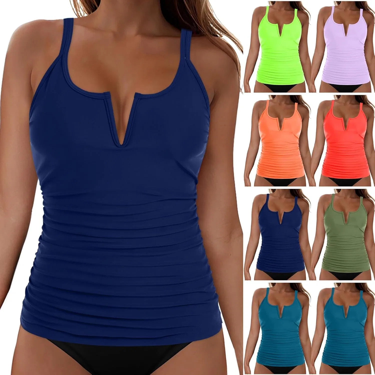 Женский слитный купальник Tankini с V-образным вырезом, Navy