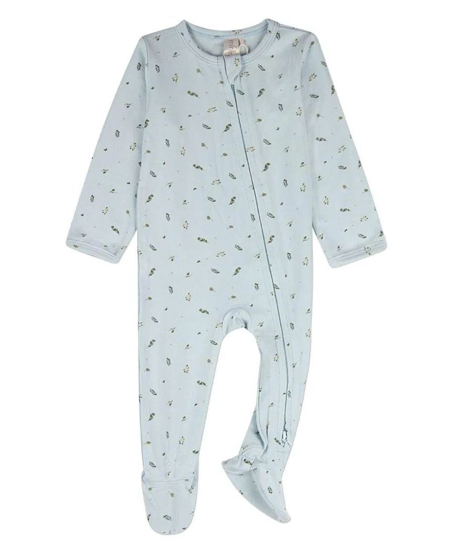 Боди-комбинезон с длинным рукавом Tiny Leaves MeMoi, Baby Blue