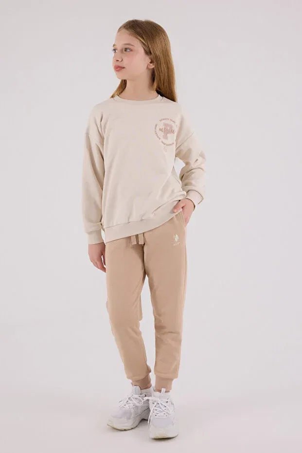 Детский комплект спортивного костюма для девочек Licensed U.S. Polo Assn., Beige