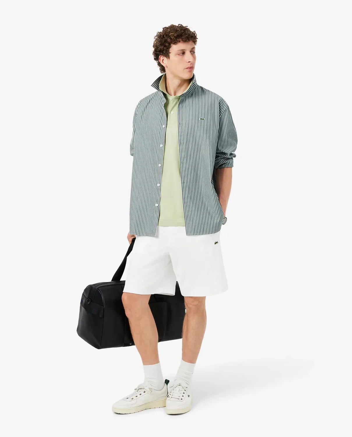 Мужские шорты из футера с принтом Lacoste, Blanco — фото 4