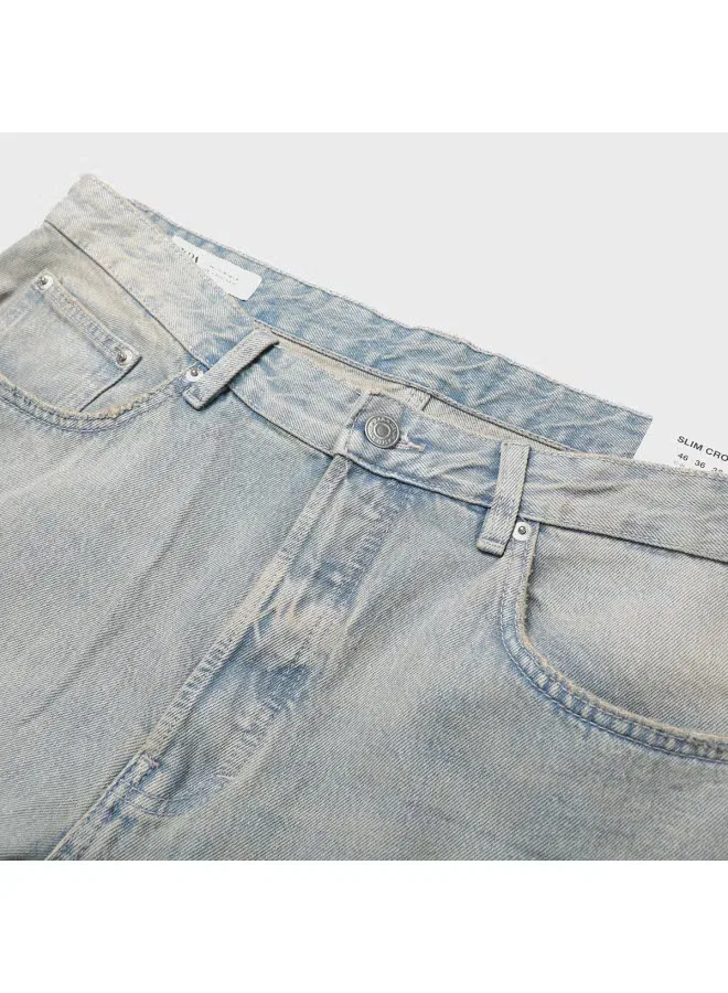 Джинсы рваные свободные с зауженным низом Zara, голубой — фото 4