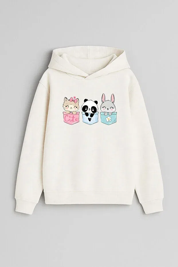 Детское худи для мальчиков с принтом Cute Animals Moda, Black