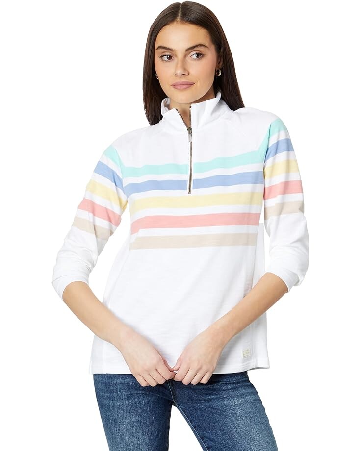 

Толстовка L.L.Bean Peaks Island 1/4 Zip, цвет White Multi Stripe