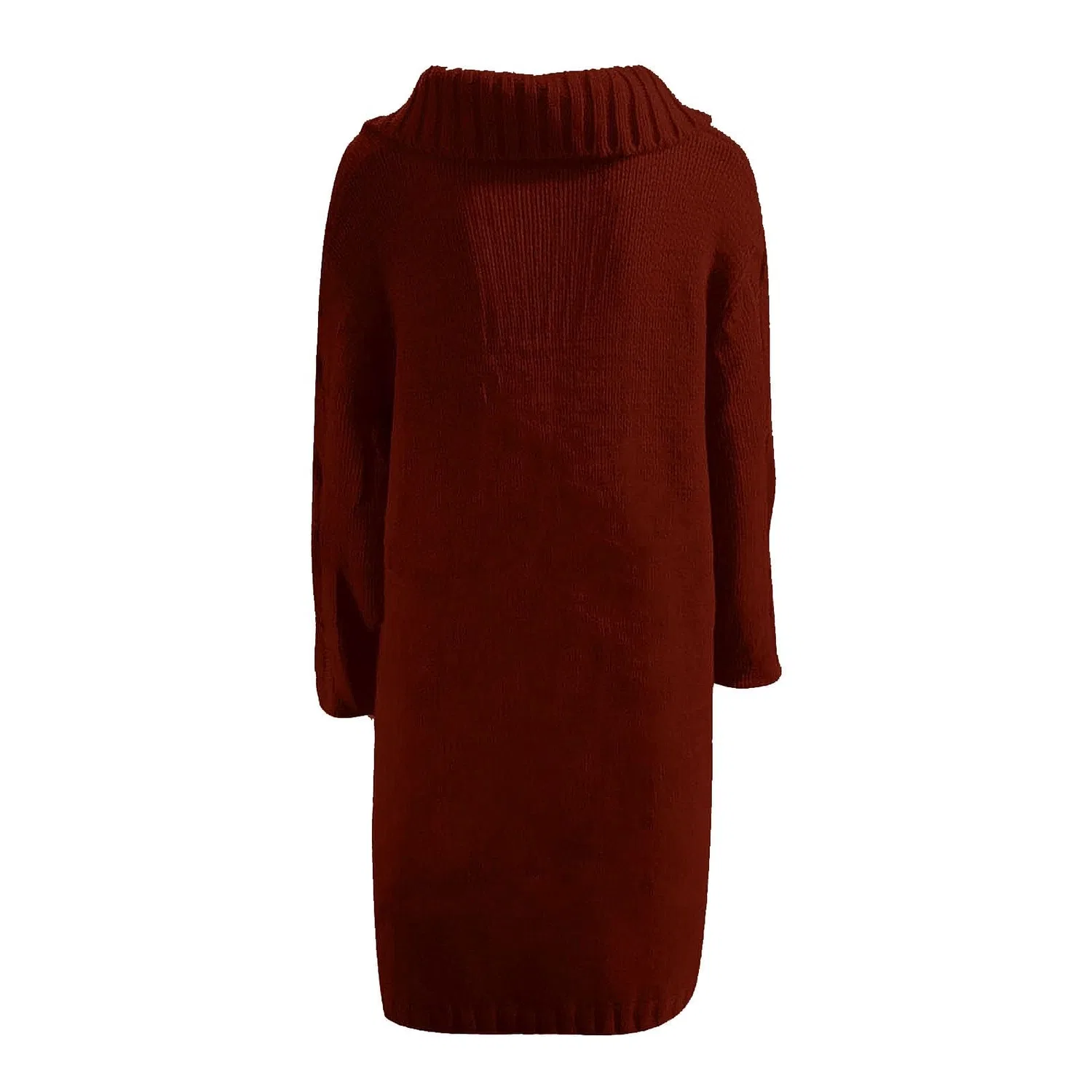 Женский кардиган с пуговицами из объемной вязки, Oversized Long Solid Color Stand Collar Casual Jackets, Wine — фото 3