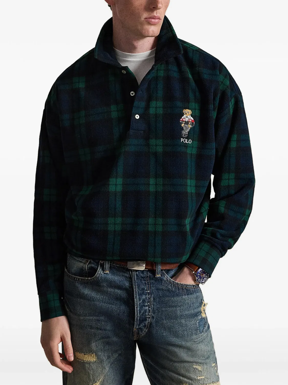 Свитер Polo Bear в клетку Polo Ralph Lauren, синий — фото 2