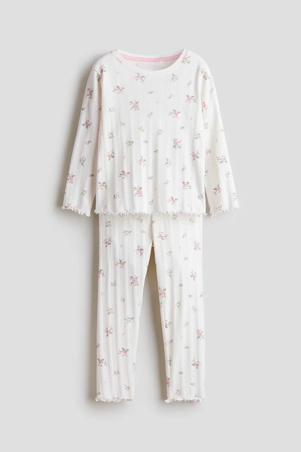 Хлопковая пижама с узором H&M, Elfenbein/Geblümt