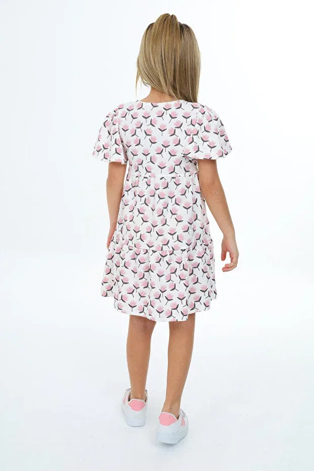 Детское платье с принтом Tulip Printed Dress Toontoy, Powder — фото 4