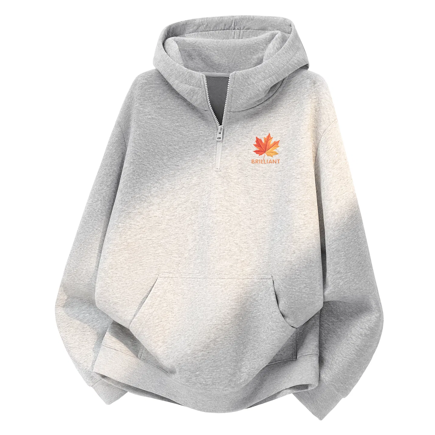 Детский свитшот с половиной молнии Half Zip Fade-Resistant MINISO, Heather Gray (Maple Leaf Chest Logo Gradient)