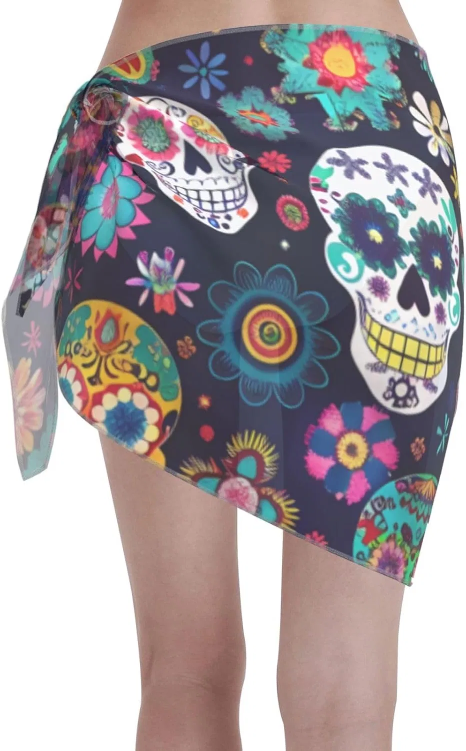 Женская пляжная накидка-парео с принтом клубники, Skulls 4 — фото 2