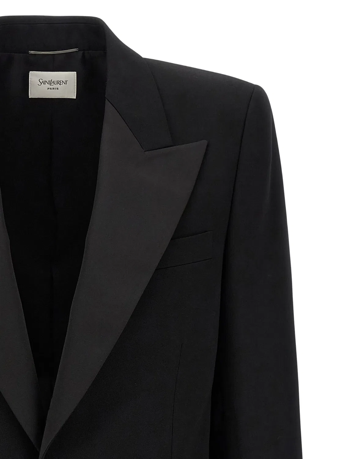 Однобортный блейзер с заостренными лацканами Saint Laurent, черный — фото 4