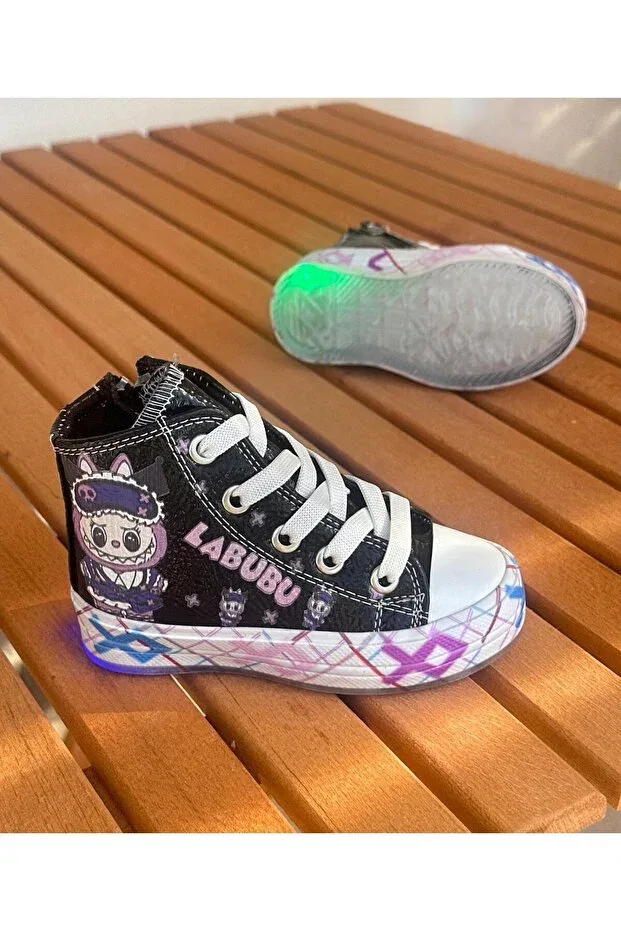 Детские повседневные туфли для девочек на шнуровке Surpie Shoes, Черный
