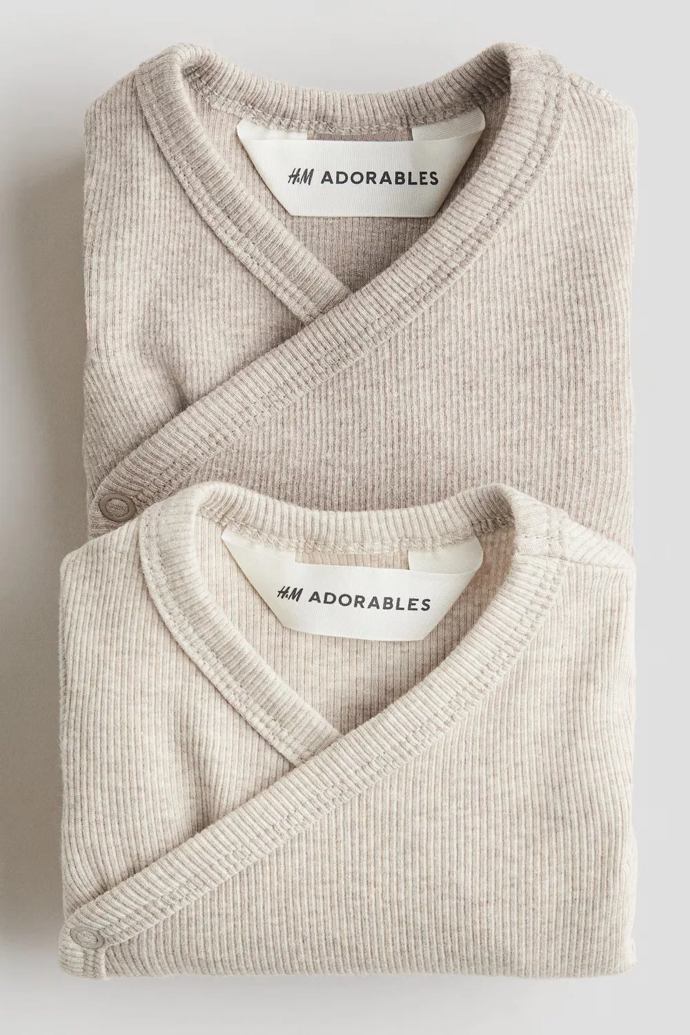 Комплект из 2 боди с функцией роста H&M, Beige/Hellbeige — фото 3