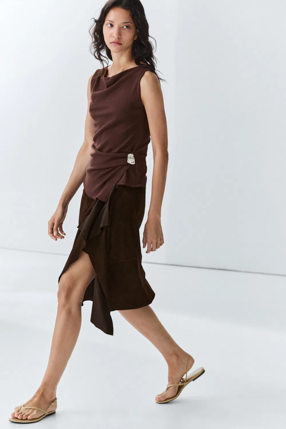 Топ трикотажный Massimo Dutti, базовый свитер, баклажановый — фото 3