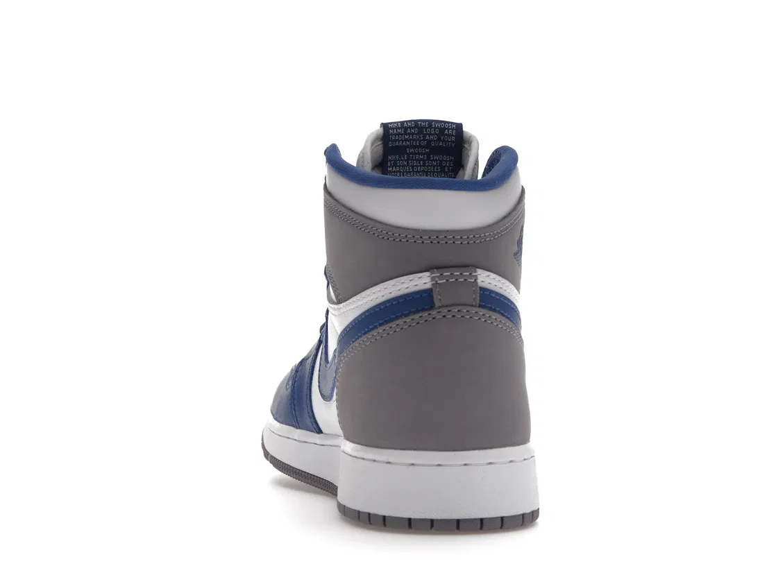 Детские кроссовки для мальчиков с высокой посадкой Jordan 1 Retro High OG Jordan, True Blue/White/Cement Grey — фото 4