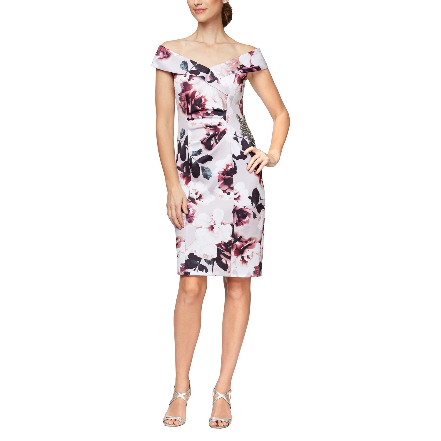 

Платье Alex Evenings, Short Printed Off-the-Shoulder Sheath Dress