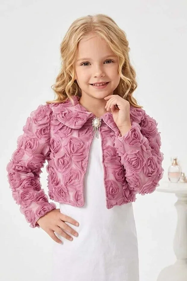 Детское болеро для девочек цветное Luvia lase detail girls' bolero m00812 dried rose Mnk Baby&Kids, Rose Dry