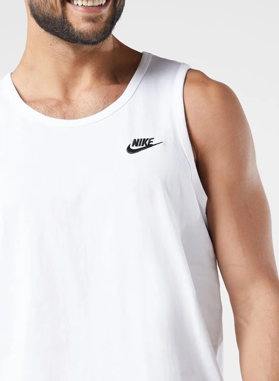 Майка без рукавов с вышивкой Nsw club tank top Nike, белый — фото 3