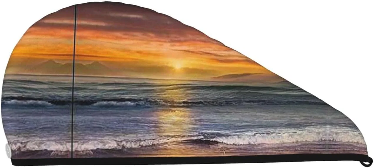 Шапочка для душа Sunset Beach Coral Fleece, OCELIO, 64x26 см, Sonnenuntergang Strand