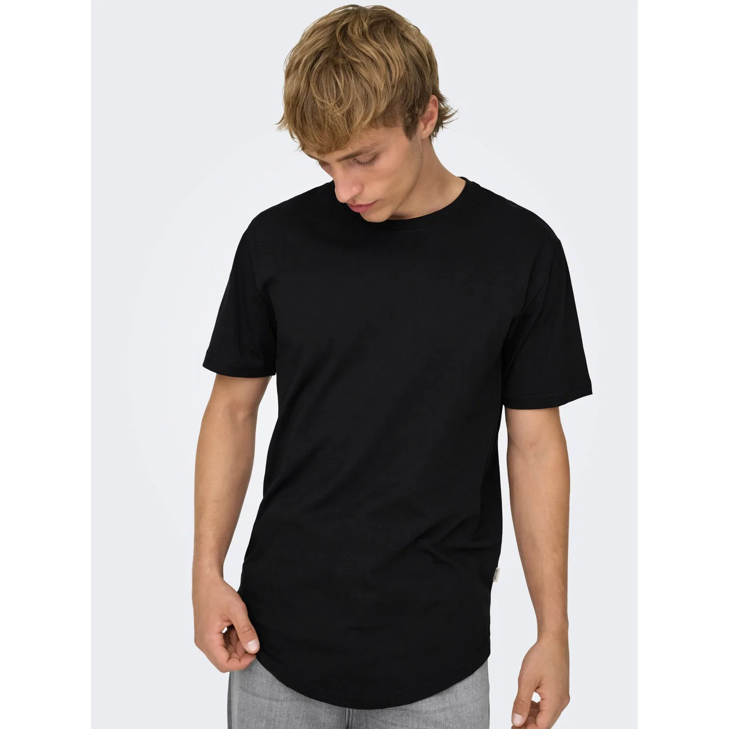 Детская футболка с длинным кроем Only & Sons, Black — фото 3