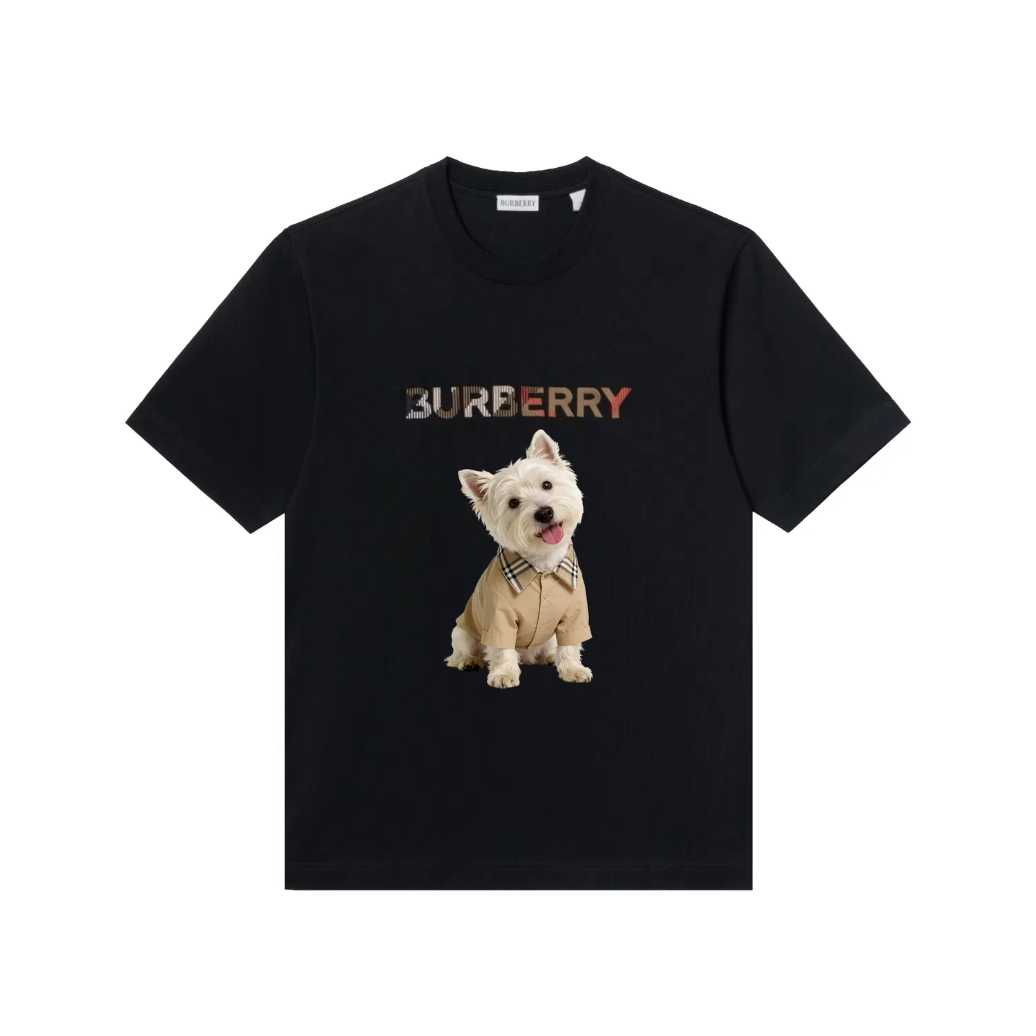 Футболка Burberry West Highland черный с круглым вырезом, умеренно прямой крой