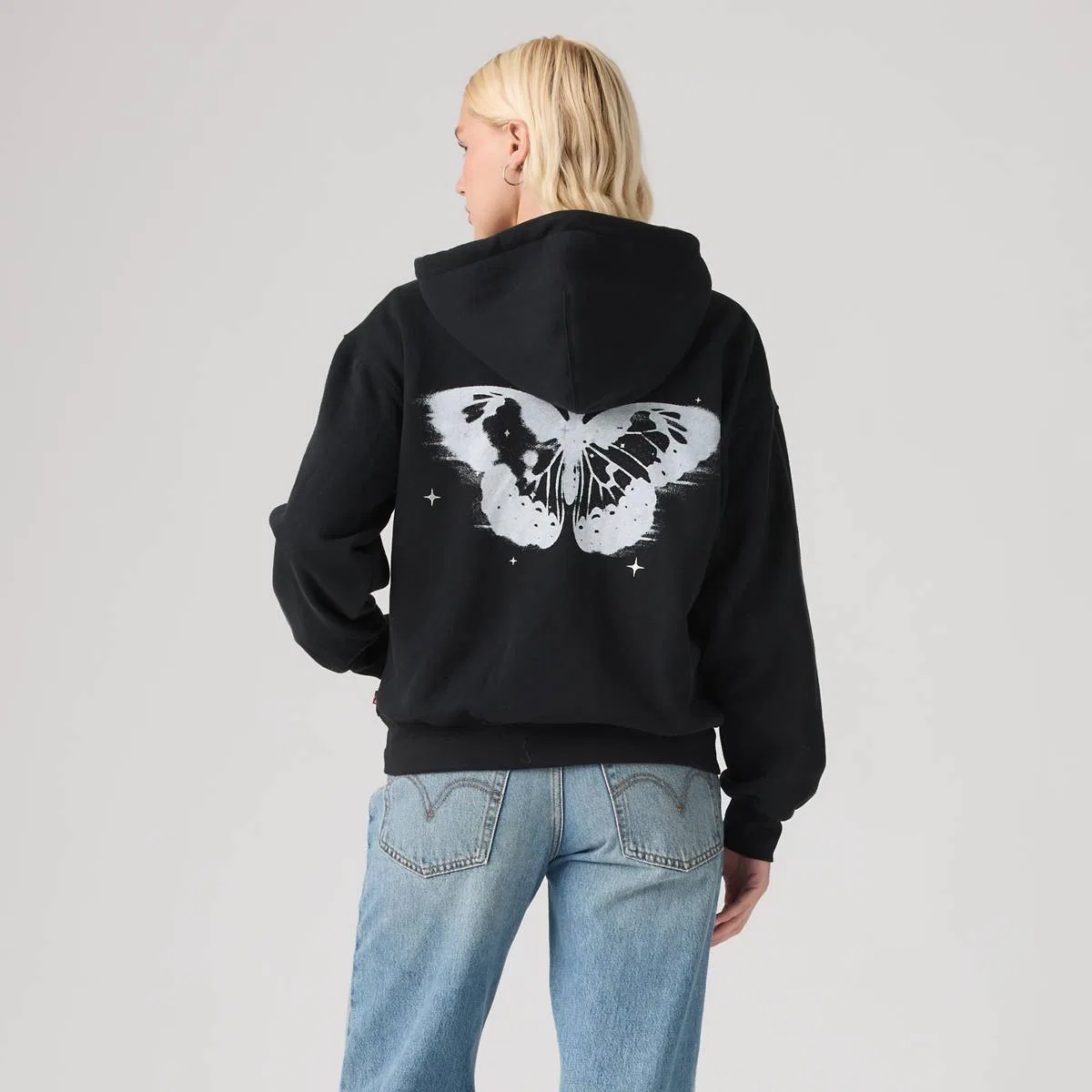 Повседневная толстовка на молнии Levi's, Hoodie Dreamy Butterfly Anthracite - Black — фото 4