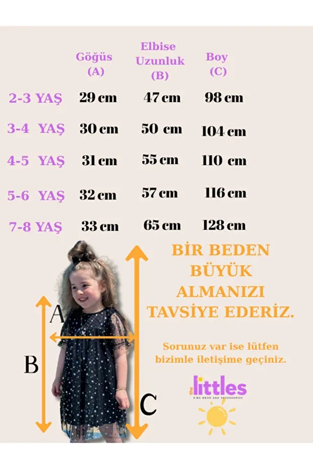 Детское платье для девочек с принтом Girl'S star patterned 100% cotton lined black chiffon summer dress with elastic sleeves Shop, Black — фото 3