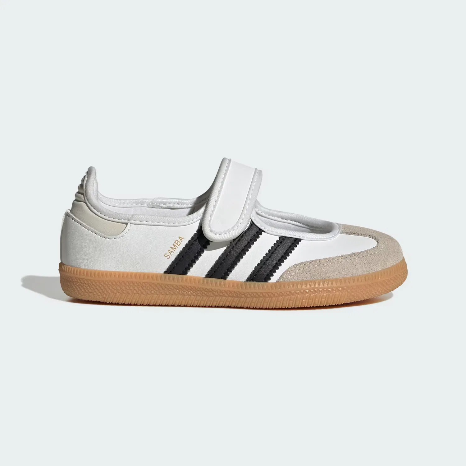 Детские кроссовки в стиле Мэри Джейн на липучке Samba Jane Adidas Originals, белый/черный/гумми