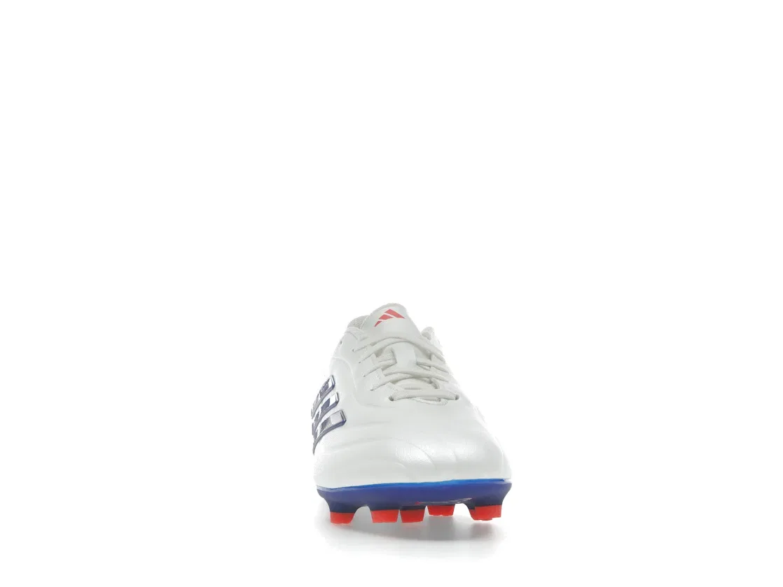 Детские бутсы футбольные с фиксированной подошвой Adidas Copa Pure 2 League FG, Cloud White Lucid Blue Solar Red — фото 2