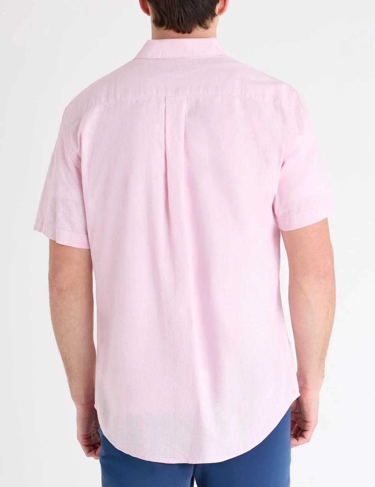Мужская рубашка U.S. Polo Assn. Short Sleeve Linen Blend Pocket, розовый — фото 2