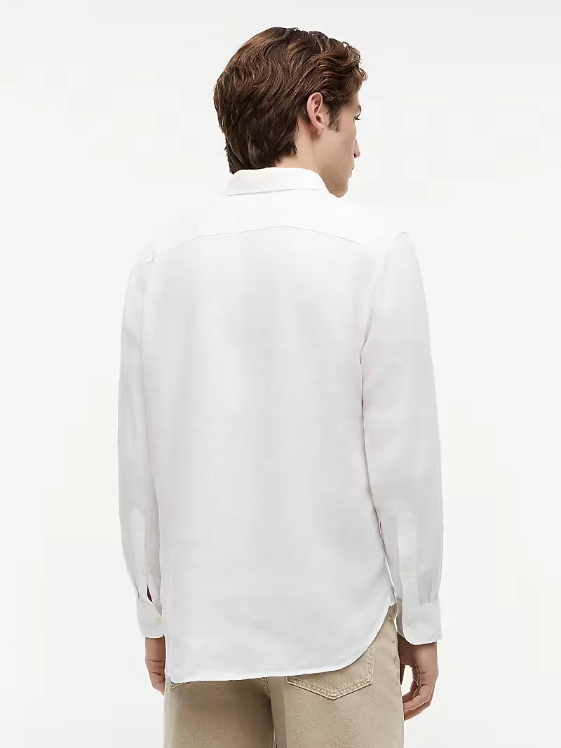 Рубашка regular fit из чистого льна с эффектом стирки Tommy Hilfiger, белый — фото 4